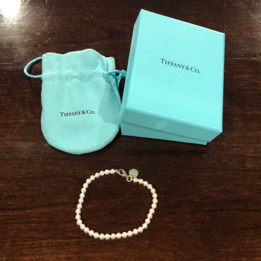 Tiffany & Co. pearl and sterling silver bracelet.